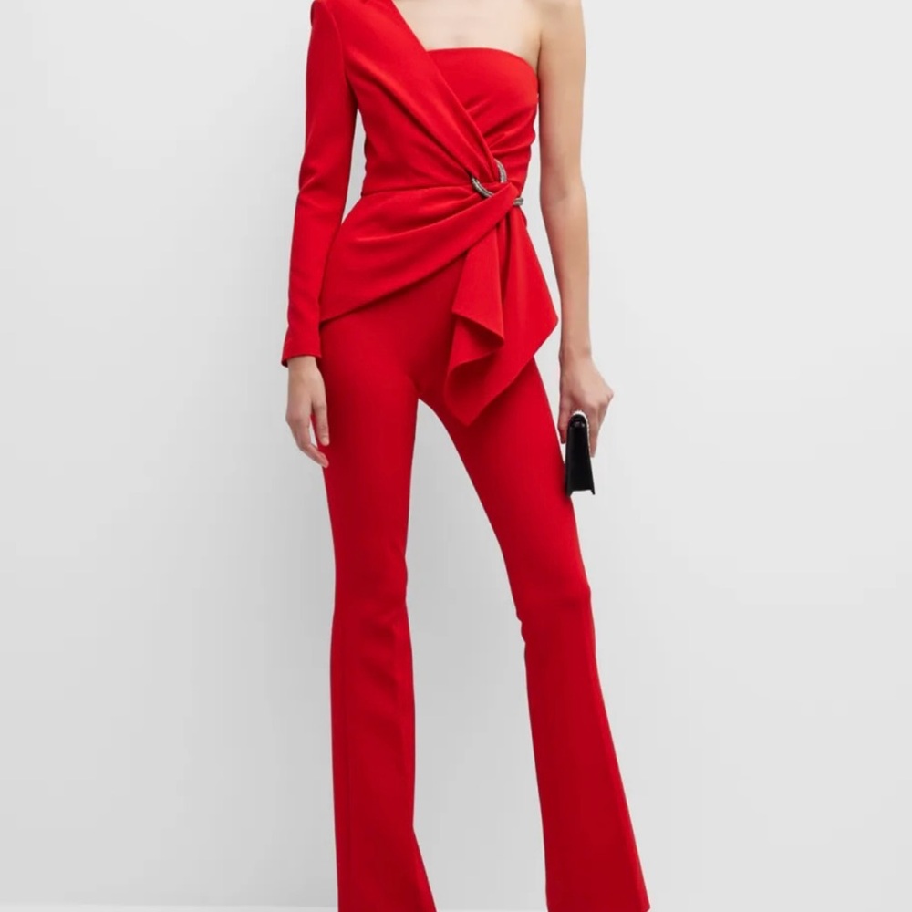 Safiyaa one shoulder crystal cord jumpsuit